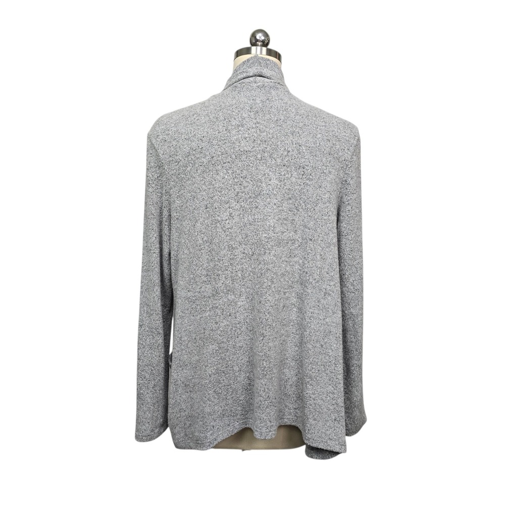 Joseph Ribkoff Grey Marled Waterfall Drape Front Cardigan Sweater Size 8 Pockets - Picture 2 of 8